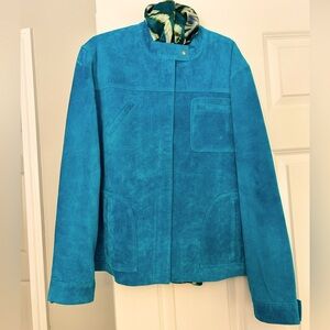 PRICED TO SELL! Chico’s Turquoise Blue 100% Leather Jacket
